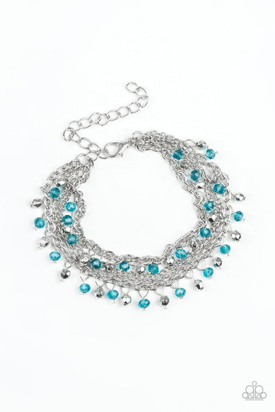 CASH CONFIDENCE - BLUE CRYSTAL BEAD SILVER LAYERED BRACELET - PAPARAZZI