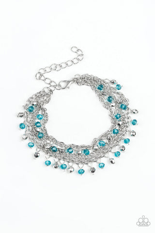 CASH CONFIDENCE - BLUE CRYSTAL BEAD SILVER LAYERED BRACELET - PAPARAZZI