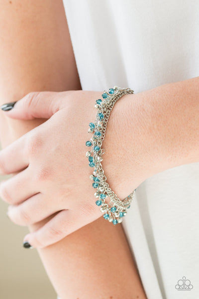 CASH CONFIDENCE - BLUE CRYSTAL BEAD SILVER LAYERED BRACELET - PAPARAZZI