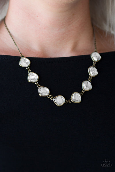 THE IMPERFECTIONIST - WHITE GEM BRASS NECKLACE - PAPARAZZI