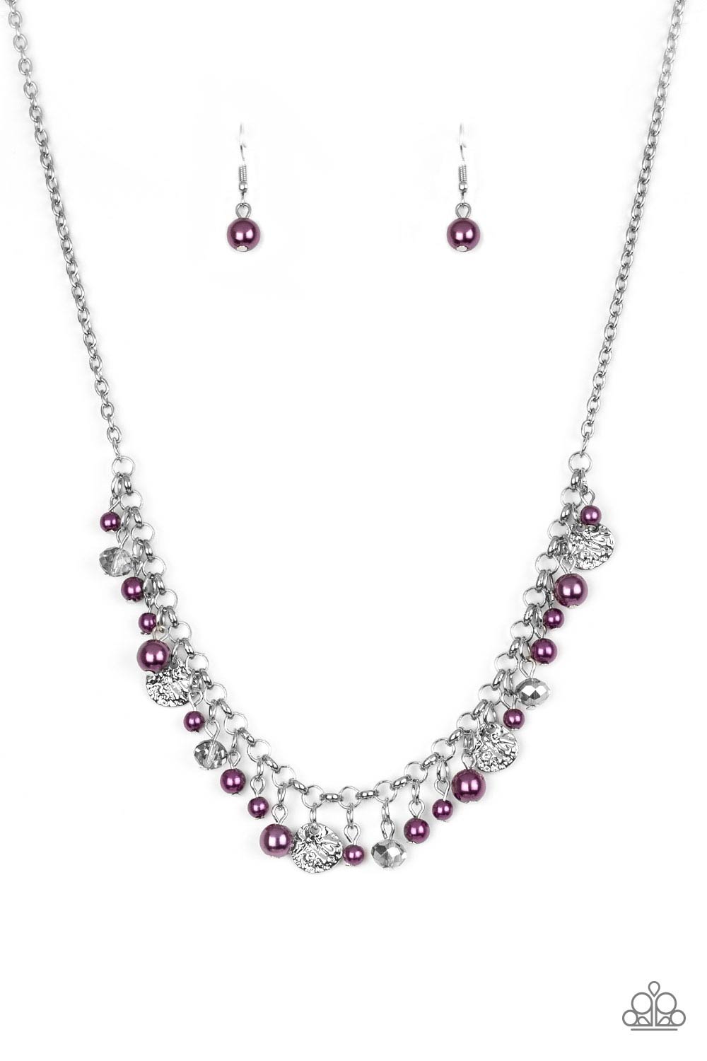COASTAL CACHE - MULTI WHITE PURPLE AURUM BEAD FRINGE NECKLACE - PAPARAZZI