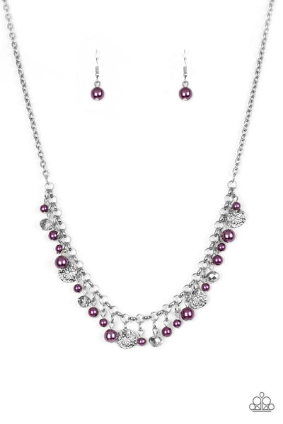 COASTAL CACHE - MULTI WHITE PURPLE AURUM BEAD FRINGE NECKLACE - PAPARAZZI