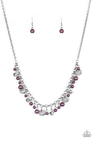COASTAL CACHE - MULTI WHITE PURPLE AURUM BEAD FRINGE NECKLACE - PAPARAZZI