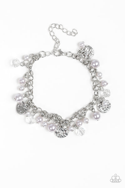 WEST COAST WANDERER - PAPARAZZI - PURPLE BEAD SMOKY GEM SILVER BRACELET