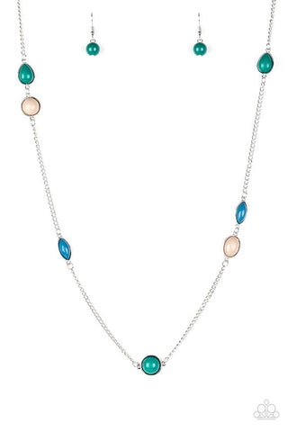 PACIFIC PIERS - MULTI TEARDROP SILVER NECKLACE - PAPARAZZI