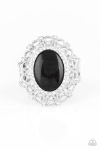 BAROQUE THE SPELL - BLACK MOONSTONE SILVER RING - PAPARAZZI