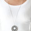 CHICLY CENTERED - PAPARAZZI - MULTI RHINESTONE SILVER FLARE PENDANT NECKLACE