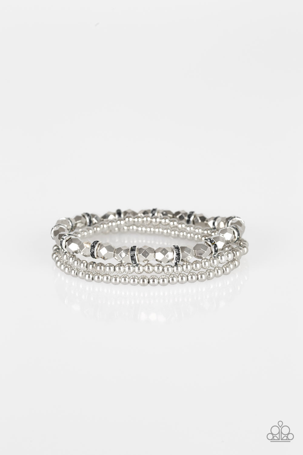 LET THERE BEAM LIGHT -SILVER RHINESTONE SILVER STRETCHY BRACELET