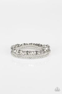 LET THERE BEAM LIGHT -SILVER RHINESTONE SILVER STRETCHY BRACELET