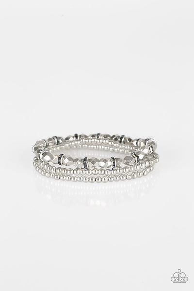 LET THERE BEAM LIGHT -SILVER RHINESTONE SILVER STRETCHY BRACELET