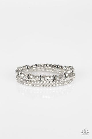 LET THERE BEAM LIGHT -SILVER RHINESTONE SILVER STRETCHY BRACELET
