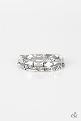 METAL MOVEMENT - SILVER BEAD STRETCHY BRACELET SET