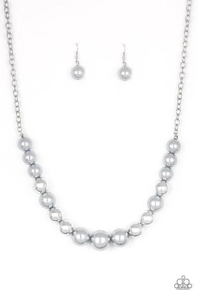 TAKE NOTE - SILVER PEARLY BEAD NECKLACE - PAPARAZZI