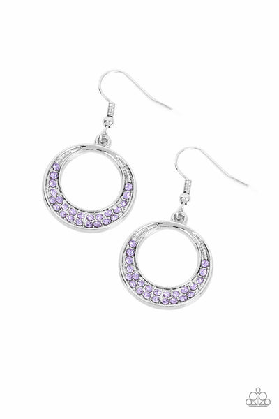 SOCIALITE LUSTER - PAPARAZZI - PURPLE RHINESTONE SILVER CIRCLE EARRINGS