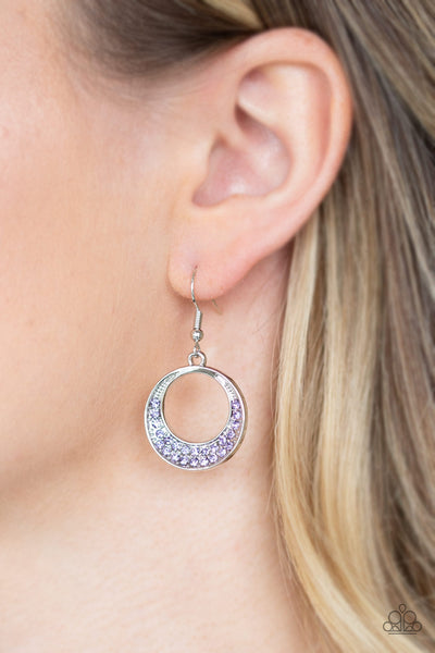 SOCIALITE LUSTER - PAPARAZZI - PURPLE RHINESTONE SILVER CIRCLE EARRINGS