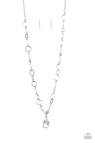 KID IN A CANDY SHOP - WHITE MOOSTONE LANYARD - PAPARAZZI