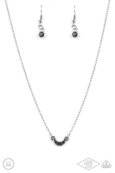 PROMISE THE MOON - SILVER SMOKY RHINESTONE HALF-MOON CHOKER NECKLACE - PAPARAZZI