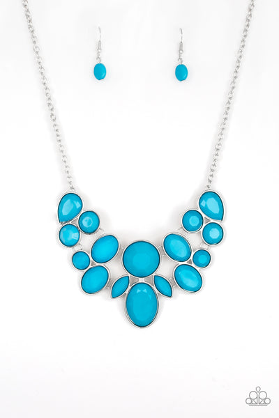 DEMI-DIVA - BLUE BEAD SILVER SHORT NECKLACE - PAPARAZZI