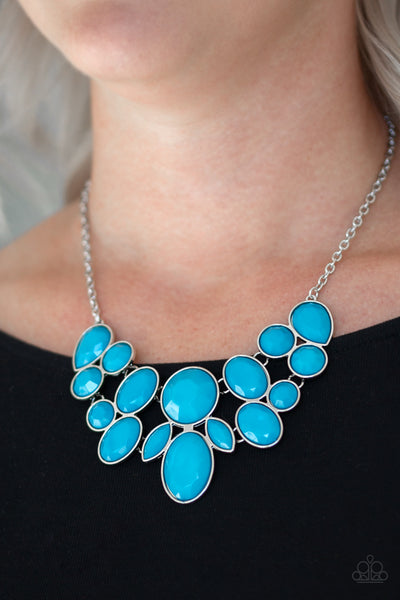 DEMI-DIVA - BLUE BEAD SILVER SHORT NECKLACE - PAPARAZZI