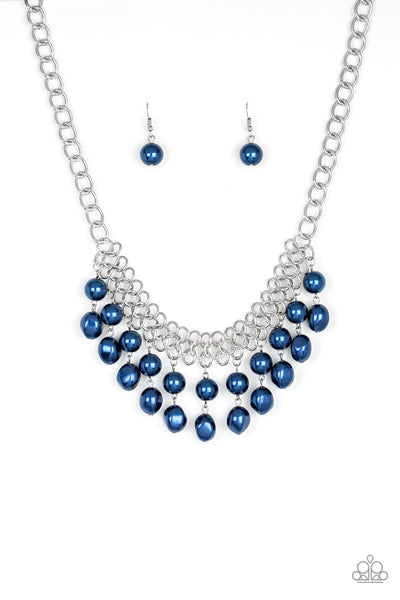 5TH AVENUE FLEEK - PAPARAZZI - BLUE PEARL SILVER CHAIN NECKLACE