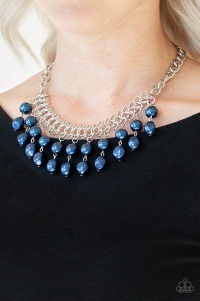 5TH AVENUE FLEEK - PAPARAZZI - BLUE PEARL SILVER CHAIN NECKLACE