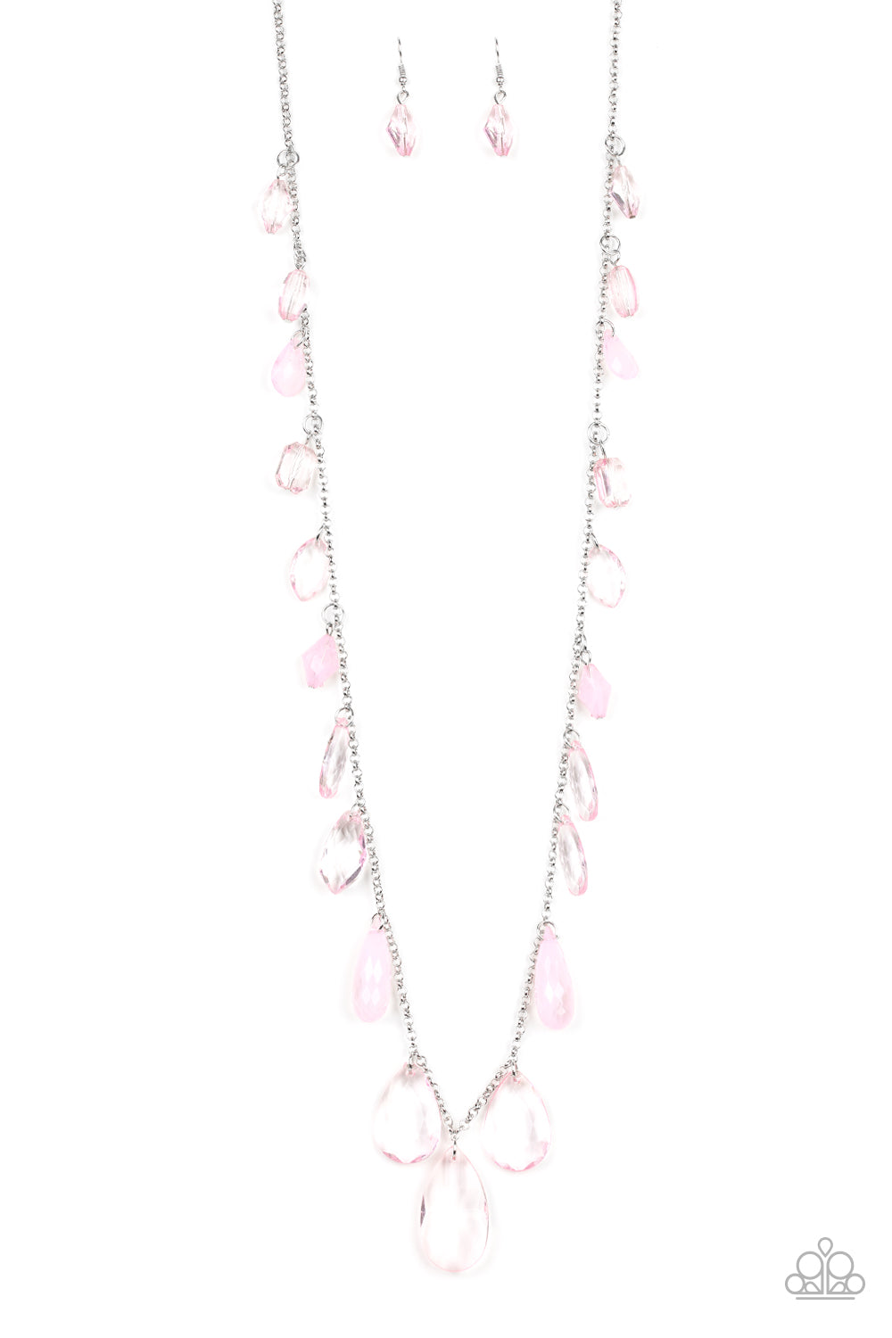 GLOW AND STEADY WINS THE RACE - PAPARAZZI - PINK BEAD SILVER NECKLACE