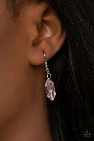 GLOW AND STEADY WINS THE RACE - PAPARAZZI - PINK BEAD SILVER NECKLACE