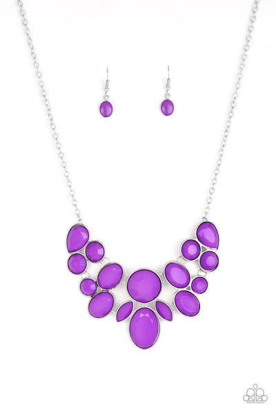 DEMI-DIVA - PURPLE BEAD SILVER SHORT NECKLACE - PAPARAZZI