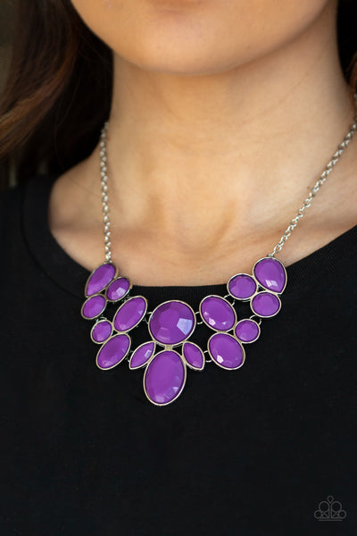 DEMI-DIVA - PURPLE BEAD SILVER SHORT NECKLACE - PAPARAZZI