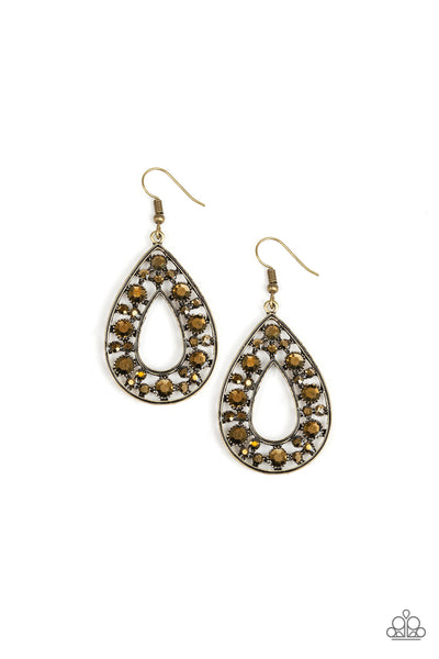 MIDNIGHT MAGIC - ARUM RHINESTONE TEARDROP EARRINGS - PAPARAZZI