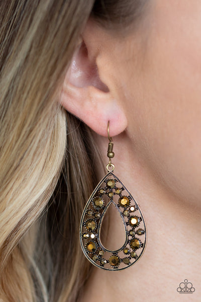MIDNIGHT MAGIC - ARUM RHINESTONE TEARDROP EARRINGS - PAPARAZZI
