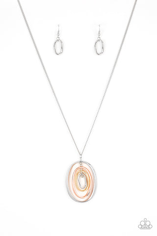 CLASSIC CONVERGENCE - MULTI SILVER GUNMETAL COPPER PENDANT NECKLACE- PAPARAZZI