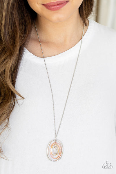 CLASSIC CONVERGENCE - MULTI SILVER GUNMETAL COPPER PENDANT NECKLACE- PAPARAZZI
