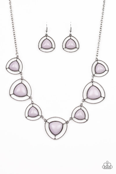 MAKE A POINT - SILVER FRAME GRAY BEAD NECKLACE - PAPARAZZI