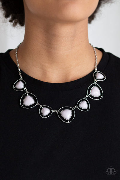 MAKE A POINT - SILVER FRAME GRAY BEAD NECKLACE - PAPARAZZI