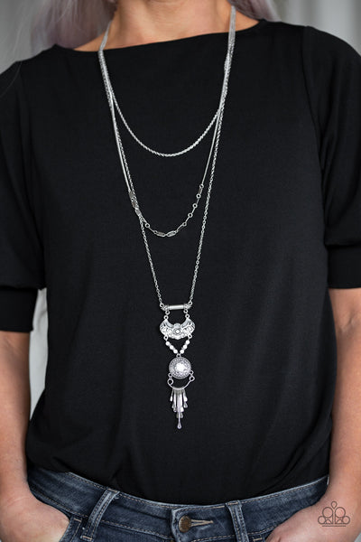 WILDLAND WONDERLAND - WHITE BEAD SILVER TRIBAL NECKLACE - PAPARAZZI