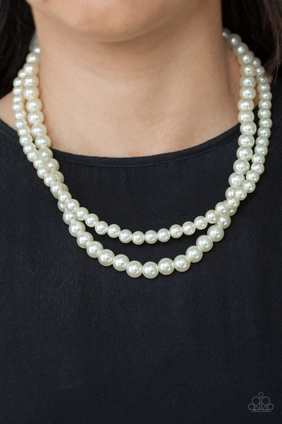 WOMAN OF THE CENTURY - WHITE PEARL LAYERED SHORT NECKLACE - PAPARAZZ