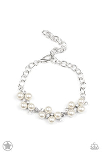 I DO - PAPARAZZI WHITE PEARL SILVER BRACELET - BLOCKBUSTER