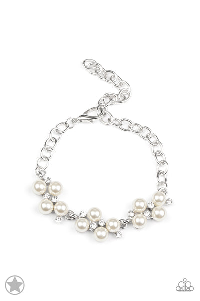I DO - PAPARAZZI WHITE PEARL SILVER BRACELET - BLOCKBUSTER