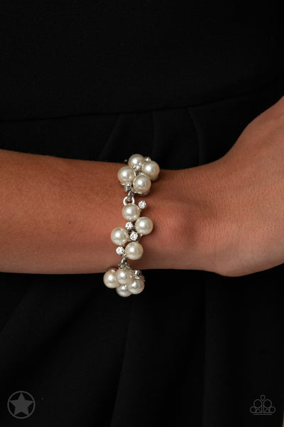I DO - PAPARAZZI WHITE PEARL SILVER BRACELET - BLOCKBUSTER
