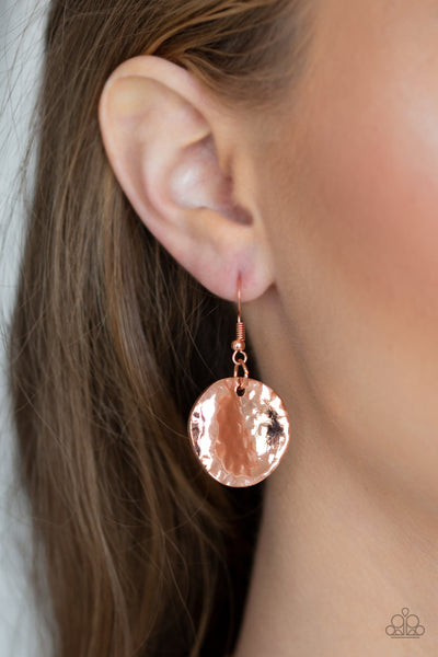 FIRST IMPRESSIONS - COPPER HAMMERED DISC NECKLACE - PAPARAZZI