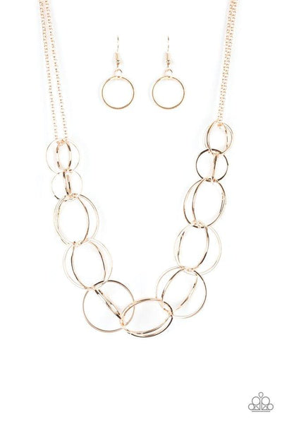 SPACE WALK -GOLD CIRCLE NECKLACE - PAPARAZZI