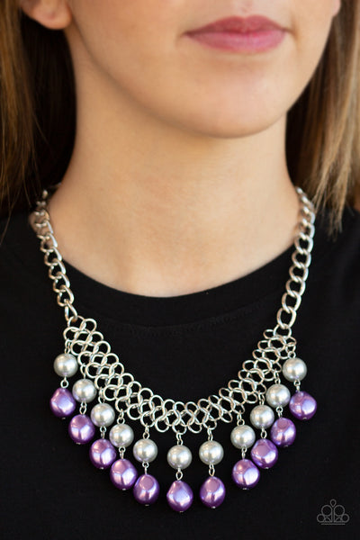 5TH AVENUE FLEEK - MULTI SILVER PURPLE NECKLACE - PAPARAZZI