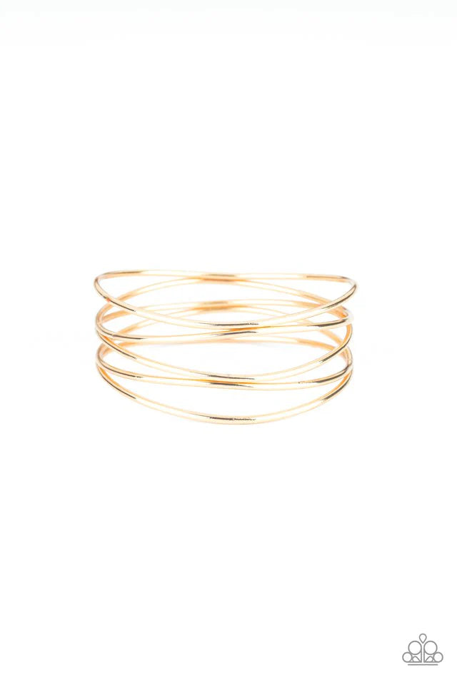 SHOWSTOPPING SHEEN - GOLD BANGLE BRACELET - PAPARAZZI