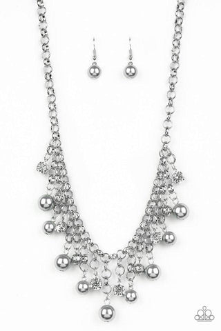 HEIR-HEADED - PAPARAZZI - SILVER PEARL, RHINESTONE AND BEAD SILVER NECKLACE, 2019 CONVENTION EXCLUSIVE