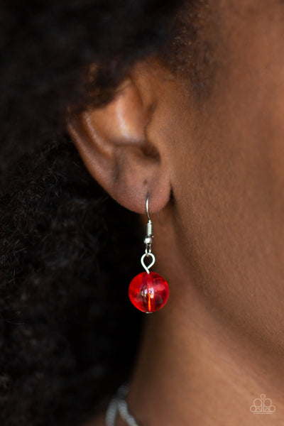 BEACH GLAM - RED IRIDESCENT BEAD LAYERED NECKLACE - PAPARAZZI