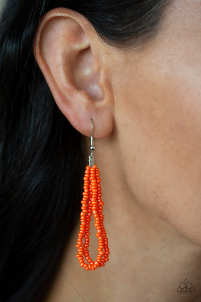 CONGO COLADA - ORANGE SEED BEAD LAYERED NECKLACE - PAPARAZZI