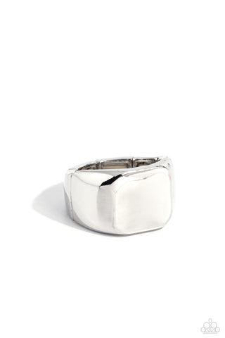 BLANKED OUT - SILVER CUBE MEN'S RING - PAPARAZZI