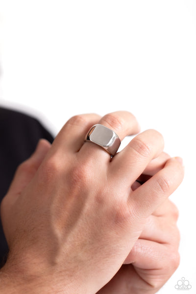 BLANKED OUT - SILVER CUBE MEN'S RING - PAPARAZZI