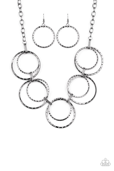 RADIANT REVOLUTION - BLACK GUNMETAL CIRCLE NECKLACE - PAPARAZZI